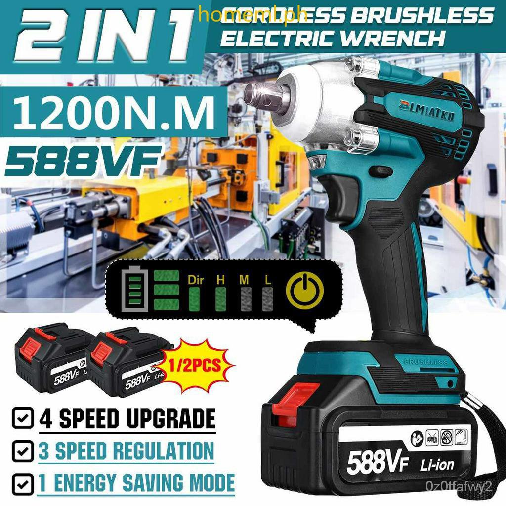 588V Cordless Electric Impact Wrench Rechargeable 1/2 Inch Wrench