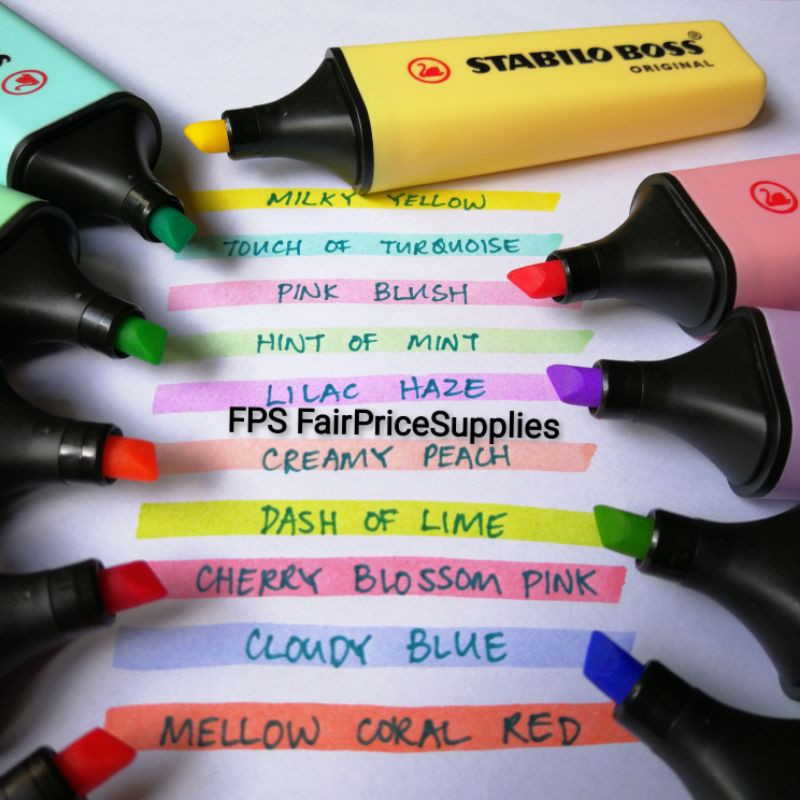 [FPS FairPriceSupplies] Stabilo Boss Pastel Color Highlighter Pens (10