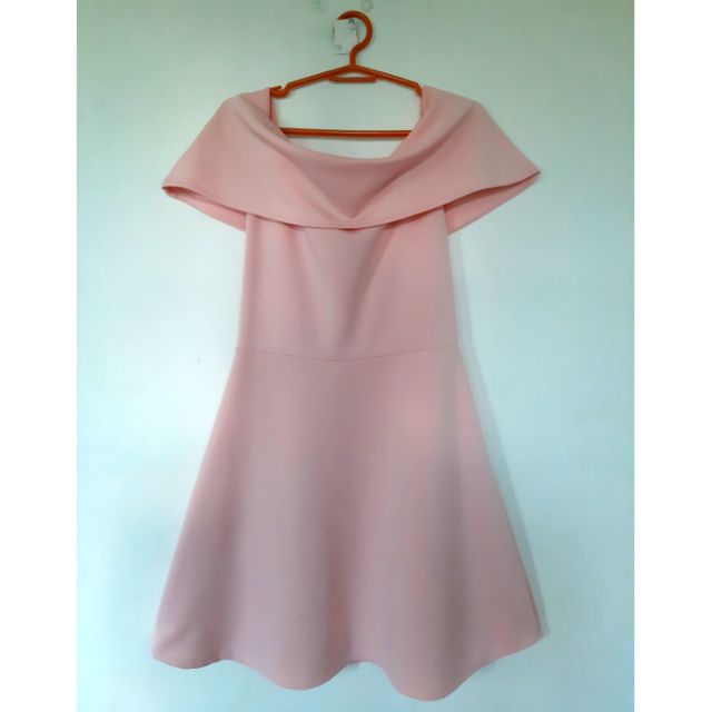 pastel pink off the shoulder dress