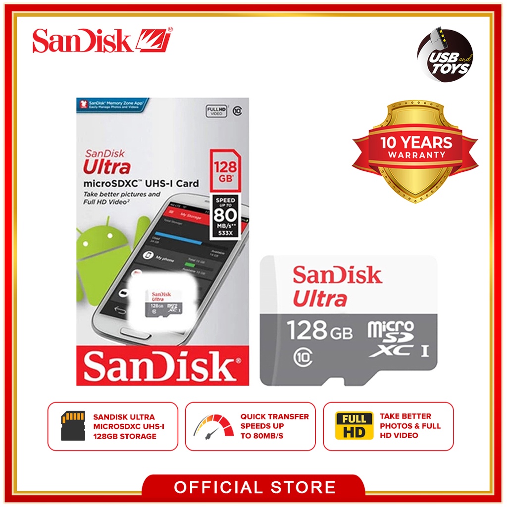 SanDisk Ultra SDSQUNR 128GB UHS-I Class 10 Micro SDXC Card (Speed up to  100MB/s) | Shopee Philippines