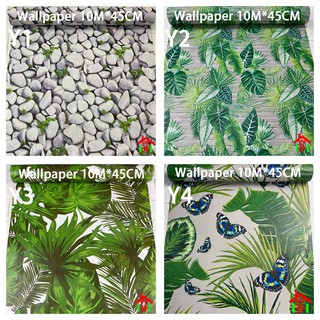 BHW Wallpaper Stone/Leaf Design PVC Waterproof Self Adhesive Wallpaper Stickers Y1 E20