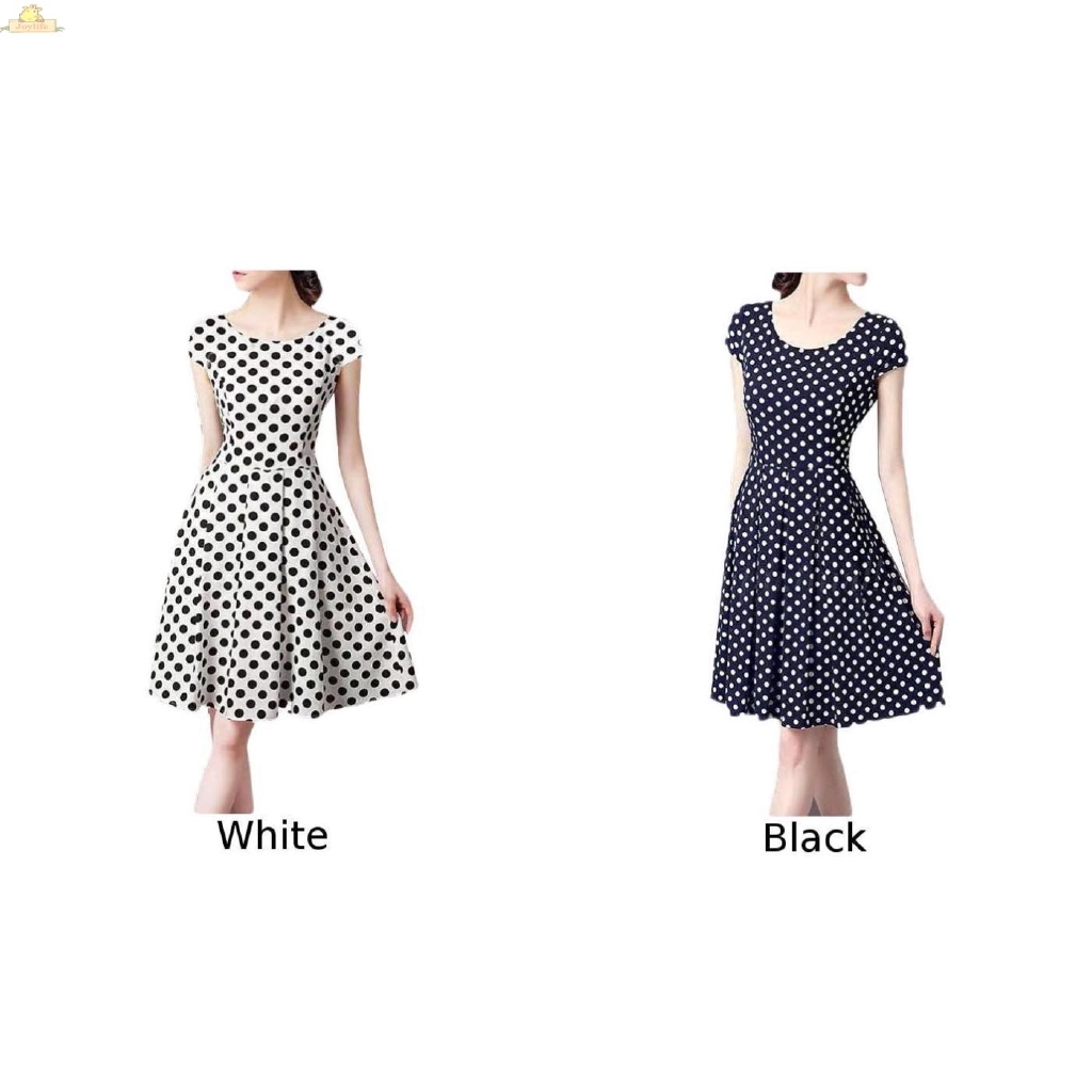 ladies white polka dot dress