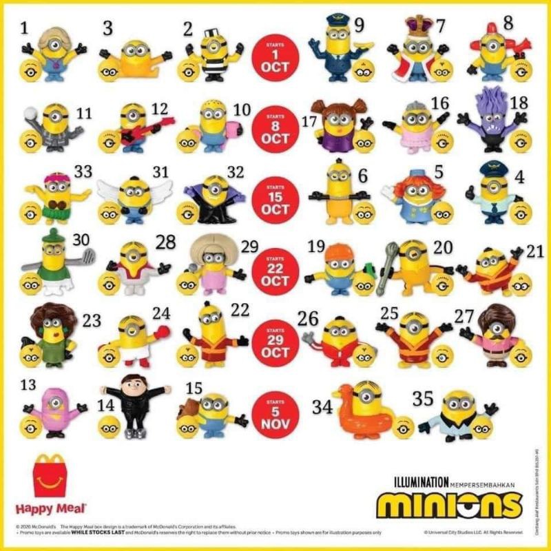 2nd Wave Minions The Rise Of Gru Set Of Happy Meal Toys Shopee Philippines