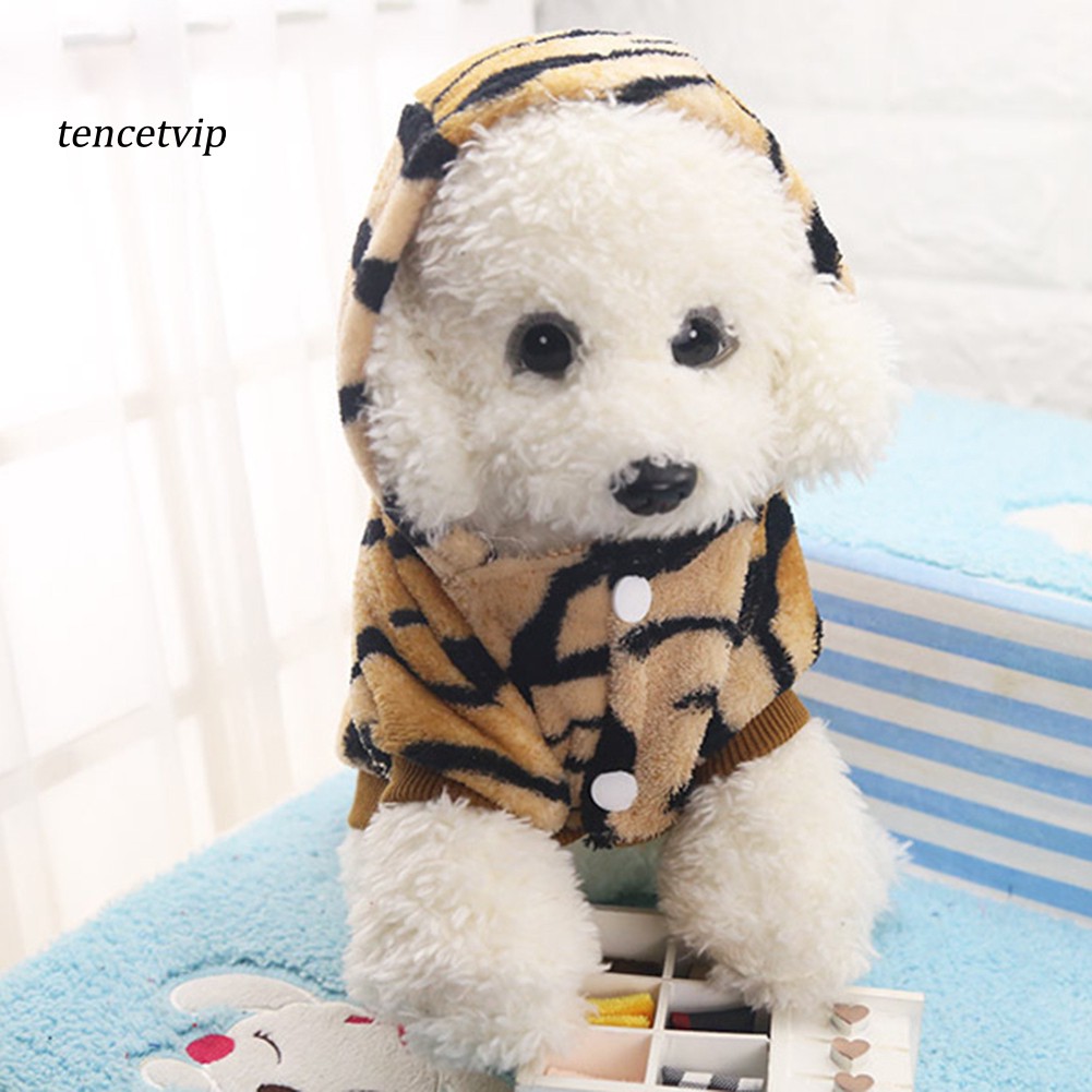 【Vip】Dog Puppy Hoodie Tiger Style Warm Flannel Dog Clothing Costume Winter Warm Coat #2