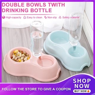 Dog Bowl with water bottle automatic drinker dog feeder pet food bowl dog bowls dog food bowl