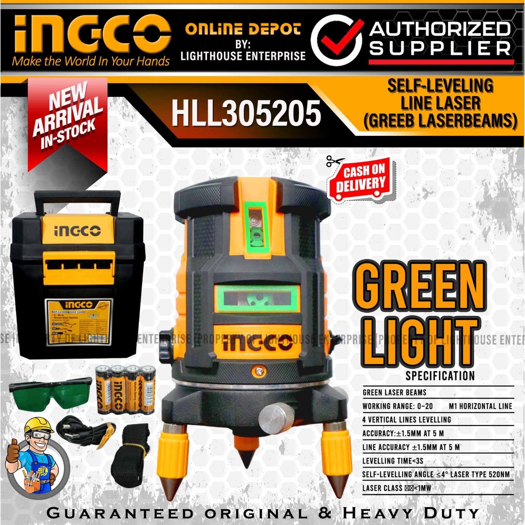 INGCO 030m SelfLeveling Line Laser Green Laser Beams (HLL305205