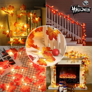 1.5/3m Fall Red Maple Leaf Pumpkin String Lights Garland/Halloween Christmas LED Warm Yellow Fairy Lights/Birthday Party Wedding Xmas Home INS Decorations #8