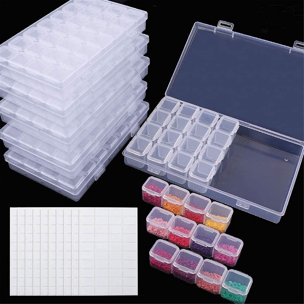 28 Slots Transparent Diamond Painting Embroidery Storage Box Accessory Art DIY 