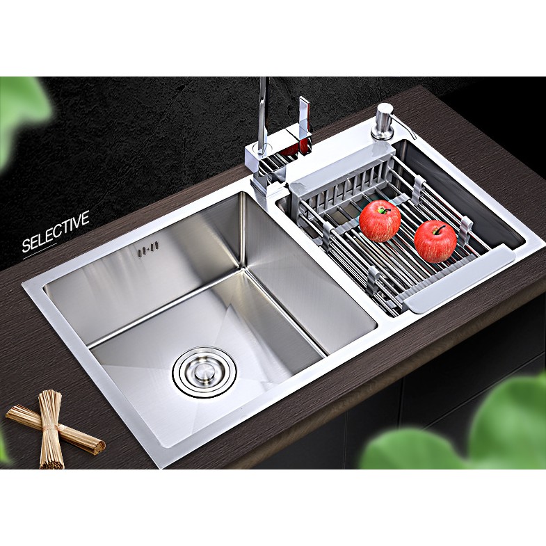 SUS304 stainless kitchen sink 2 Stainless Steel Handmade Sink Dual Slot