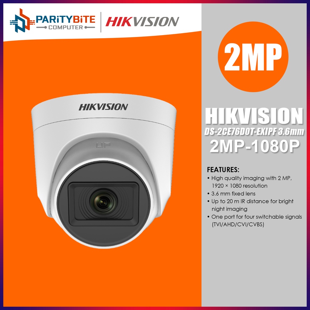 Hikvision DS2CE76D0TEXIPF 3.6mm 2 MP Indoor Fixed Turret Camera