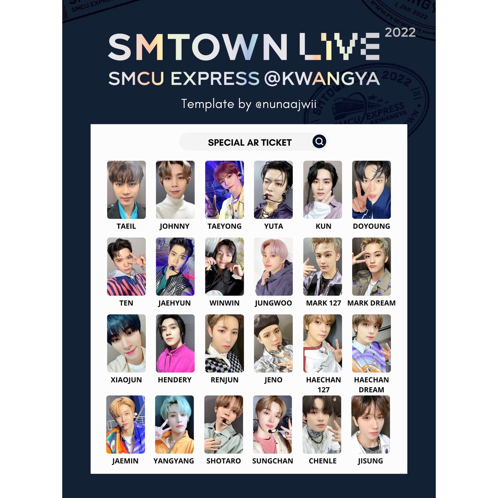 NCT SMTOWN LIVE SMCU EXPRESS @KWANGYA AR TICKET UNOFFICIAL PHOTOCARDS ...