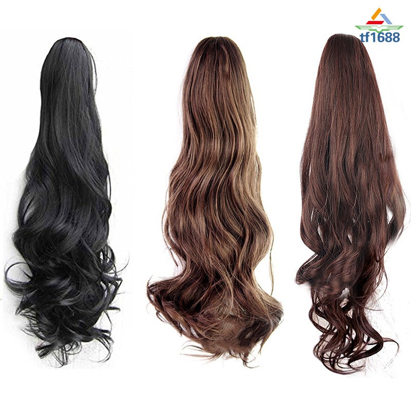 55cm Long Claw Clip Drawstring Ponytail Fake Hair Extensions Pony