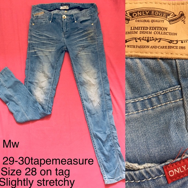 size 1 jeans to inches