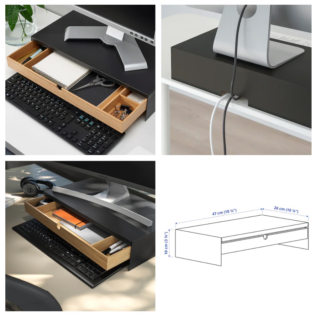 ELLOVEN Monitor Stand With Drawer White ubicaciondepersonas.cdmx.gob.mx