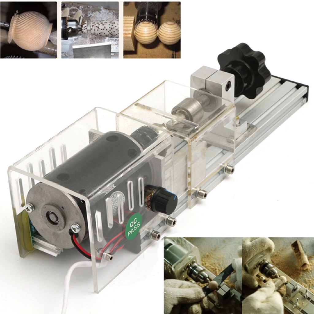 cOd Precisions Mini Wood Lathe Machine DIY Woodworking Lathe Polishing Cutting Drill Rotary Tool