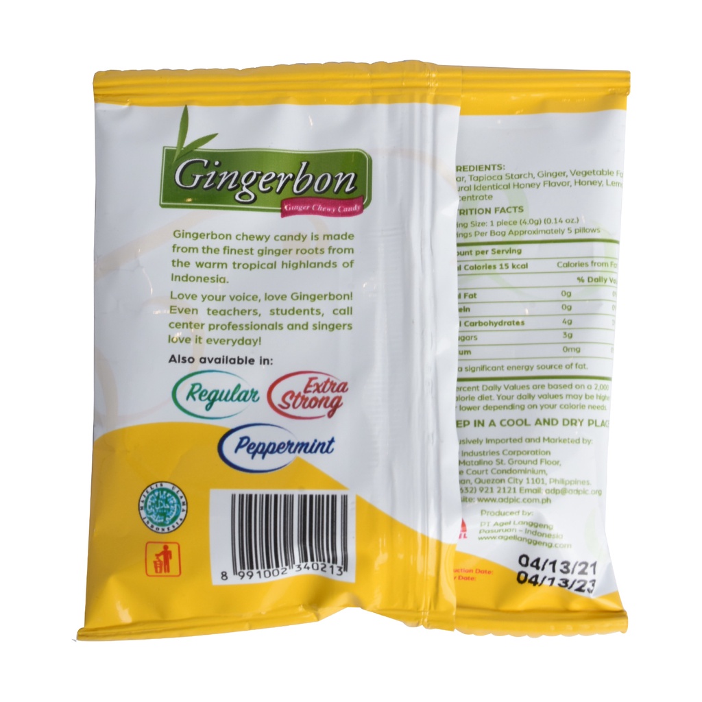 GINGERBON Honey Lemon Flavor Ginger Chewy Candy 20g Shopee Philippines