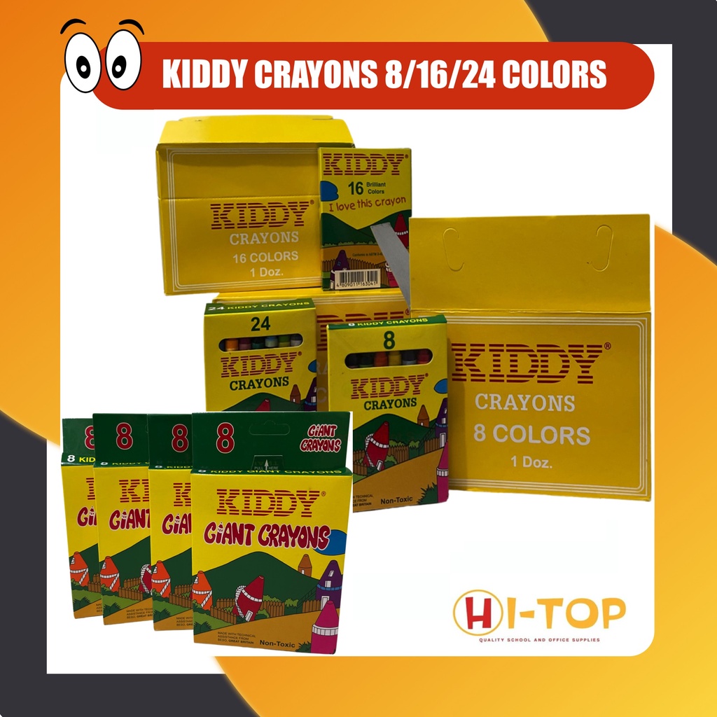Kiddy Crayons Brilliant Colors 8 16 24 & Giant 8 Crayons NonToxic