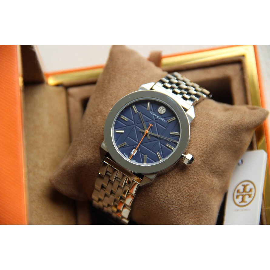 Tory Burch Whitney Blue Dial Silver tone Stainless Steel 35mm Ladies Watch  | Shopee Philippines