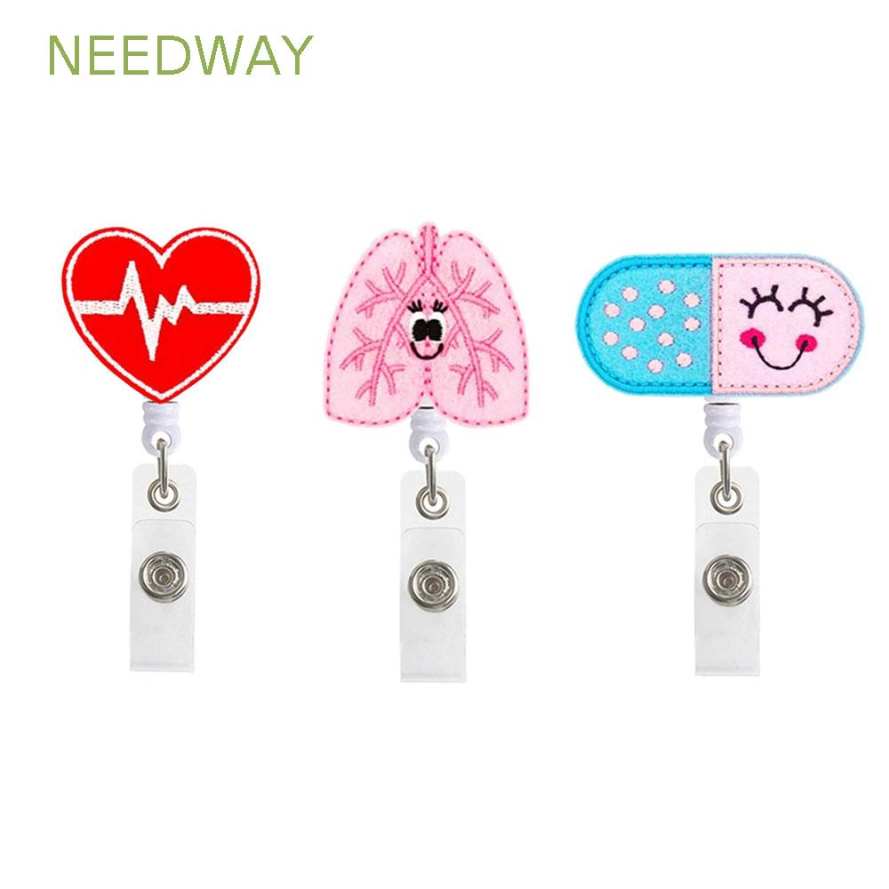 NEEDWAY ID Badge Holder Heart Shape Work Card Badge Holder Clip ID Card ...