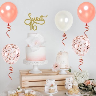 JOYMEMO 16th Birthday Decorations for Girls Sweet 16 Cake Topper and Satin Sash, Rose Gold Number 16 Balloons, Confetti Balloons and Happy Birthday Banner for Sixteen Party Supplies #5