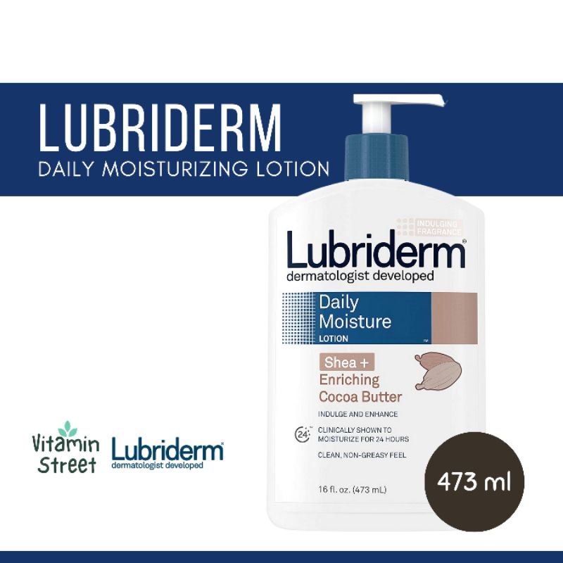 Lubriderm Daily Moisture Body Lotion with Shea + Cocoa Butter, 473 ml