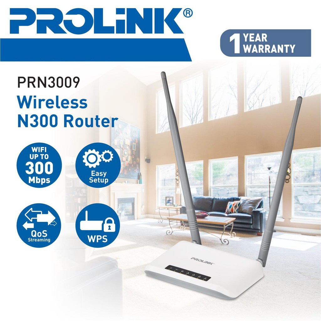 Prolink Wireless-N Router Broadband AP/Router 7Dpi Antenna (300 Mbps