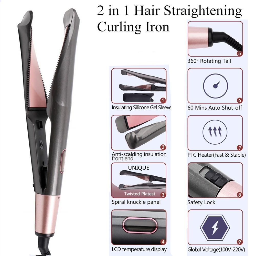 2 in one twist straightening curling iron