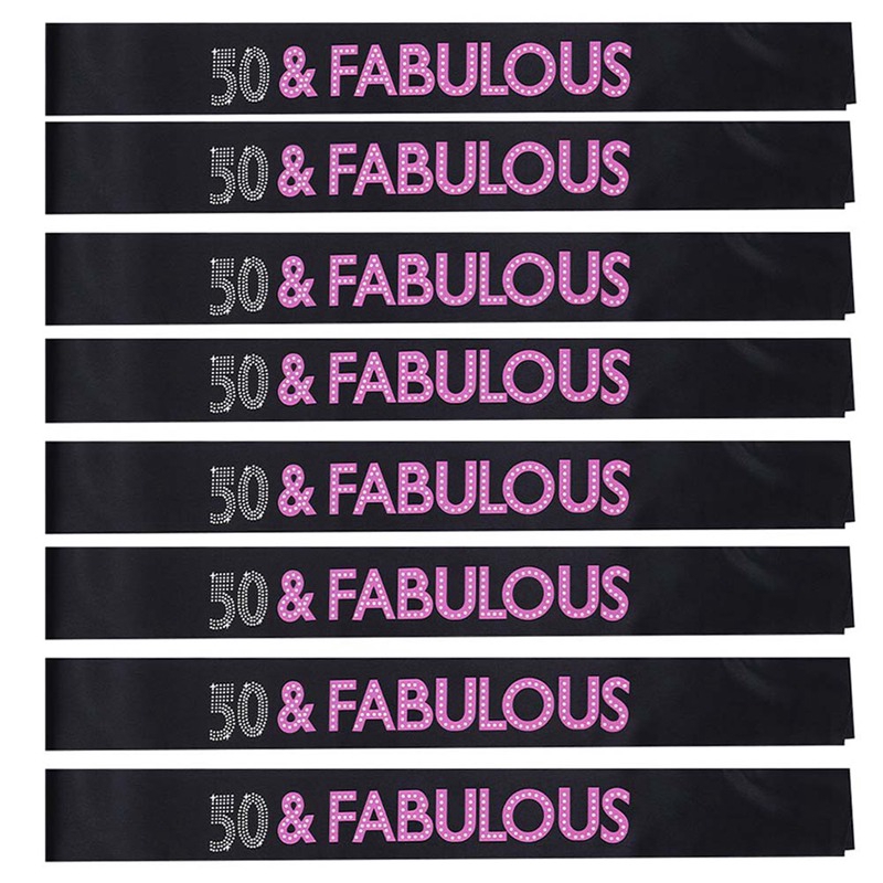 Baihuijianzhu Rhinestone Satin Sashes 50th Birthday Party