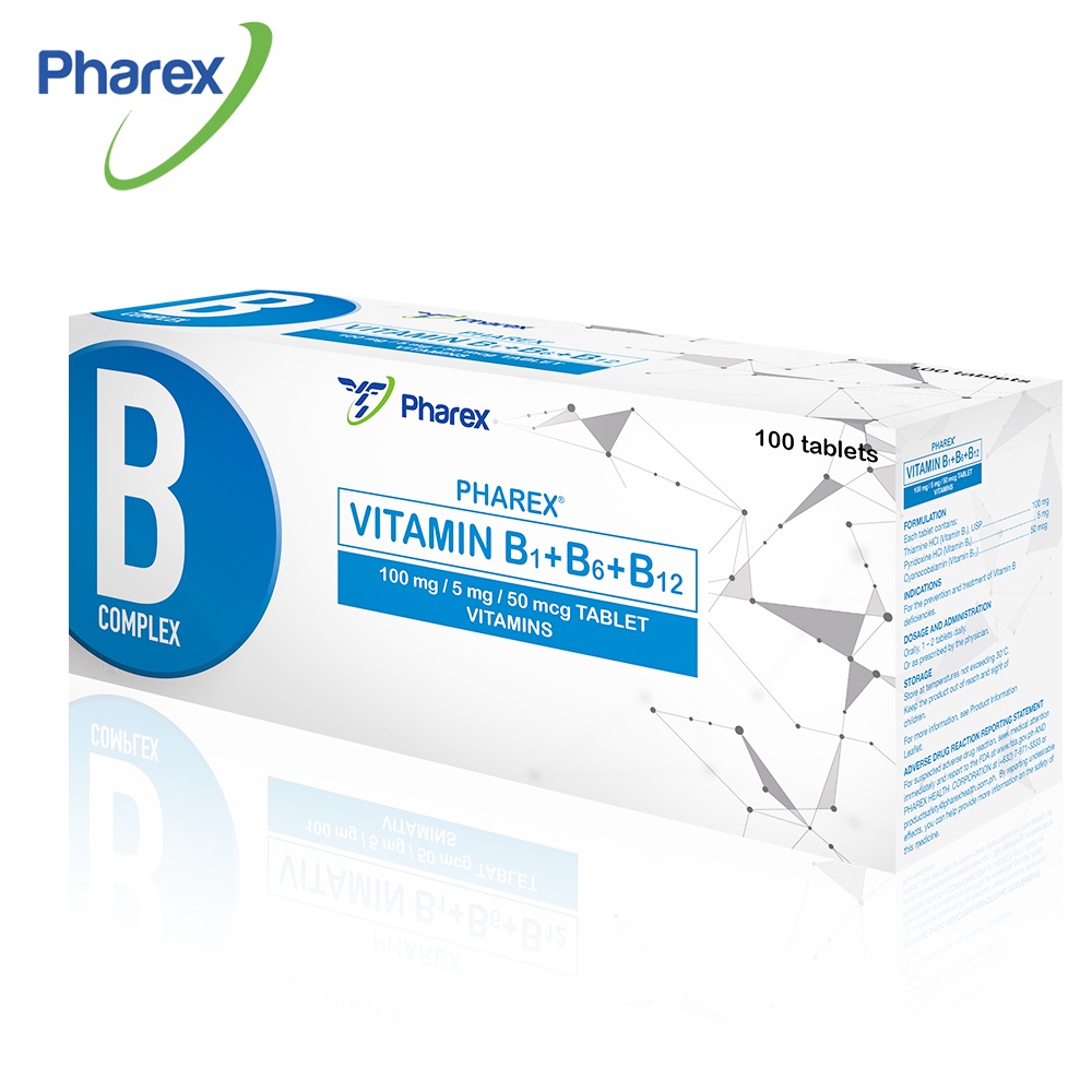 Pharex Vitamin B1+B6+B12 100mg/5mg/50mcg 100 Tablets (Nerve