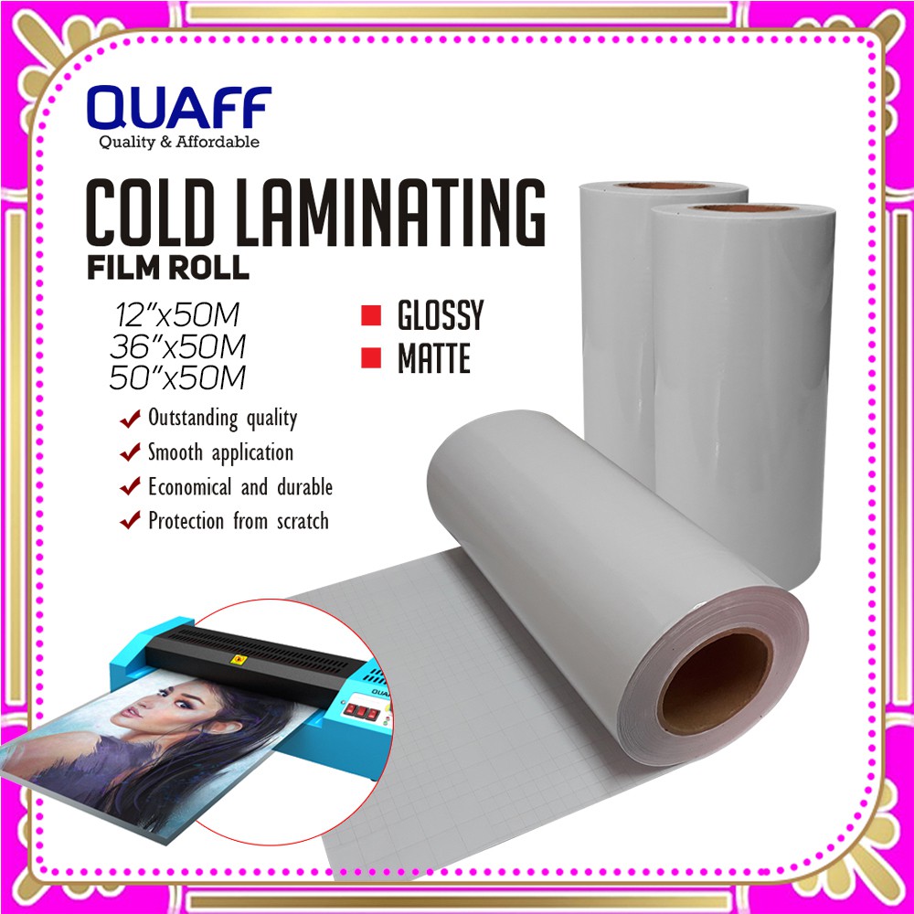 QUAFF Photo Top Cold Laminating Roll Glossy/Matte/Glitter 12inches