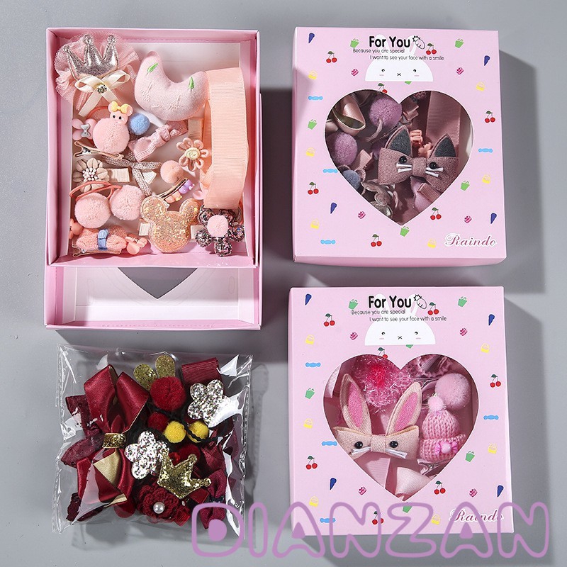 18 Pcs/Set Gift Girls Crown Hair Clips Baby Headbands Accessories Bow  Flower Hair Clip With Gift Box | Shopee Philippines