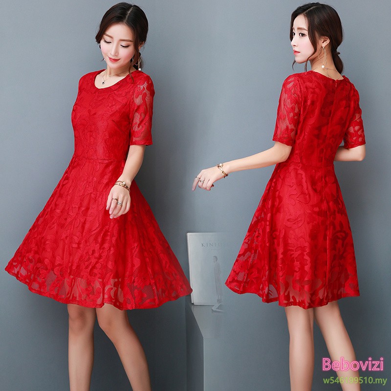 red casual dress plus size