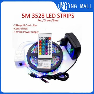 NG MALL 5M LED strip light RGB 24keys Remote Control 12V 2A Power Adapter Christmas Decor Light