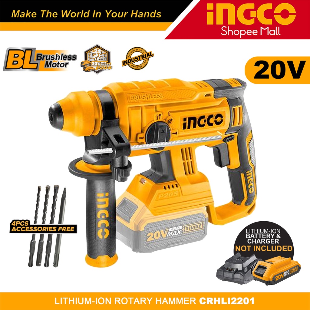 INGCO CRHLI2201 Industrial LithiumIon Cordless Rotary Hammer Drill