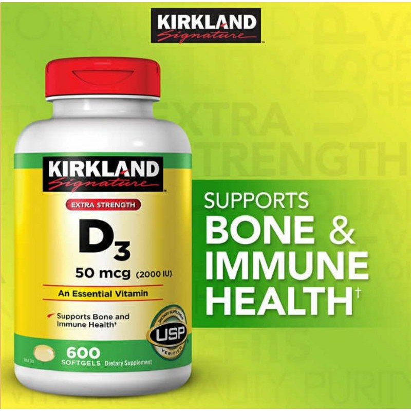 Kirkland Vitamin D3, 2000iu, 600 softgels. Expiry January 2024 Shopee