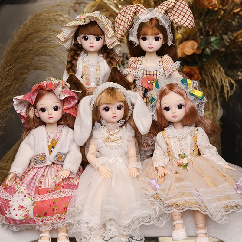 Changeable Eyes Details about   30cm BJD Doll 1/6 Mini Cute Girl Full Set Clothes Outfit Toy 