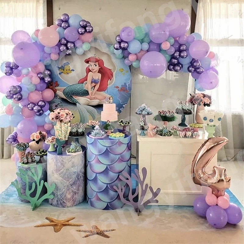 81pcs Mermaid Theme Foil Balloon Garland Arch Kit Purple Pink Latex ...