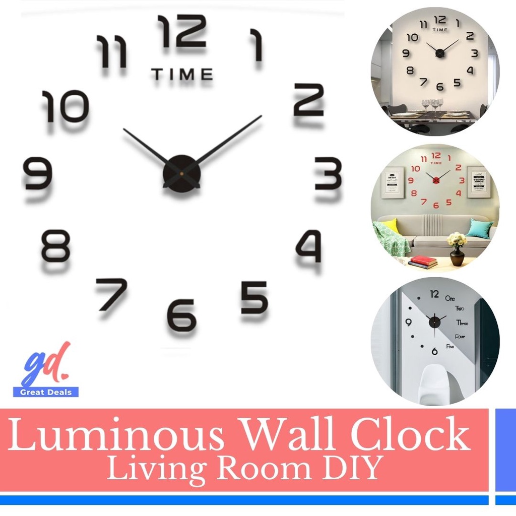Big Size Wall Clock Mirror Sticker DIY Brief Living Room Decor Meetting