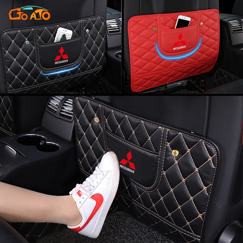 Car Seat Back Protector Cover Organizer Pocket Leather Car Seat Back Anti Kick Mat Pad For