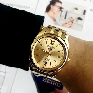 Relo SEIKO Watch Gold Stainless Steel Analog waterproof date day men Watches #6