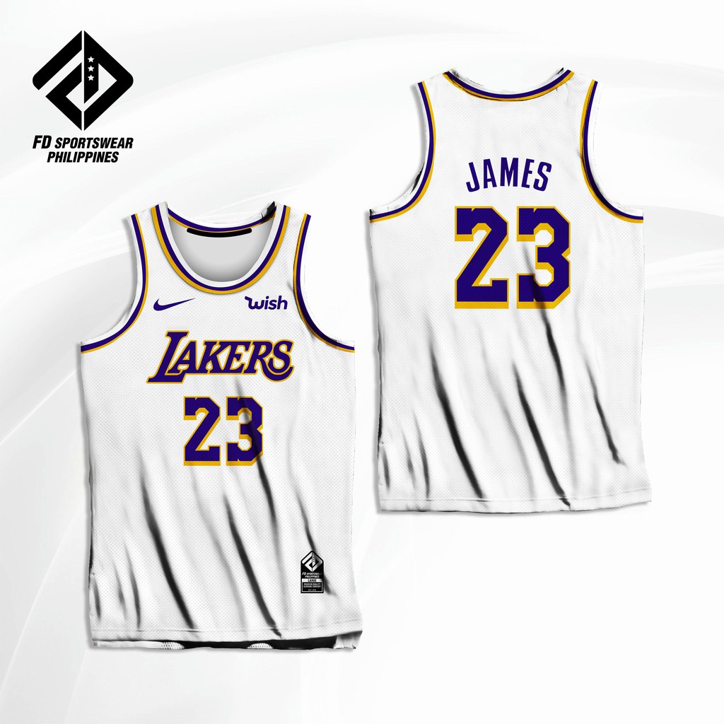 LEBRON JAMES LOS ANGELES LAKERS WHITE FULL SUBLIMATED JERSEY Shopee