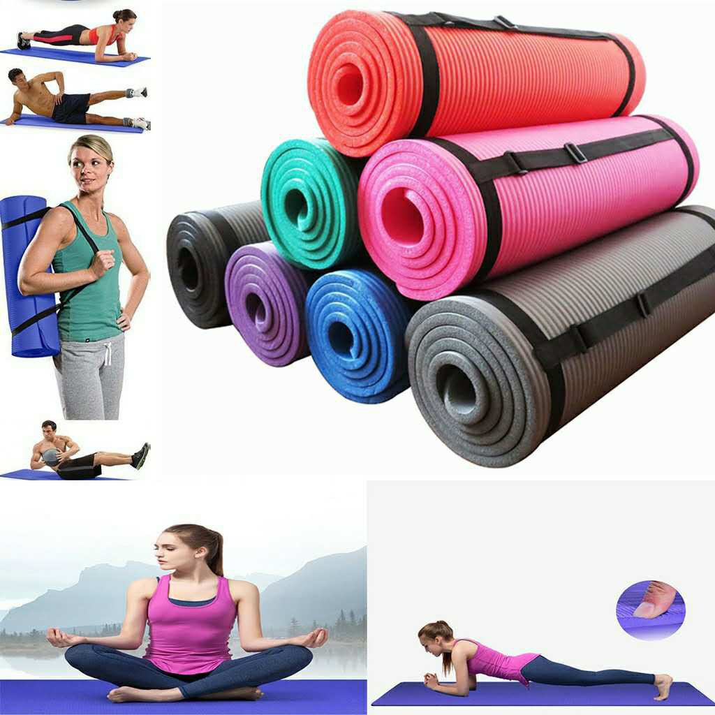Extra Thick Yoga Exercise Mat With Carrying strap | Shopee Philippines