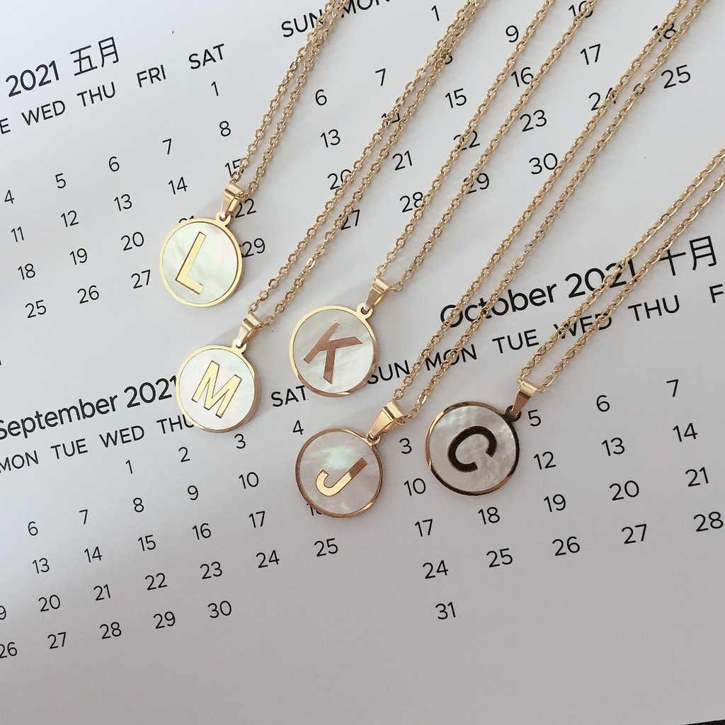 stainless steel shell letter pendant necklace Shopee Philippines