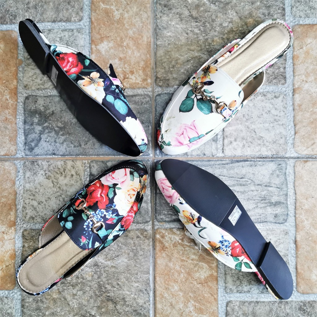floral flat mules