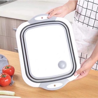 Folding Cutting Board Basket Collapsible Dish Tub With Draining Plug Colander Fruits Vegetable #3