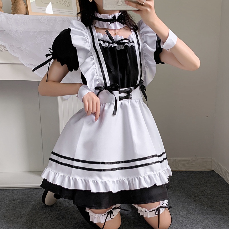 Black Cute Lolita Maid Costumes Girls Women Lovely Maid Cosplay Uniform  Animation Show Japanese Outfit Dress | Shopee Philippines