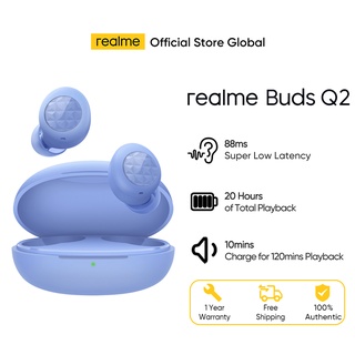 realme Buds Q2 TWS Earbuds 20hrs Total Playback Game Mode 88ms Super Low Latency 10mm Bass Boost Driver Local Warranty