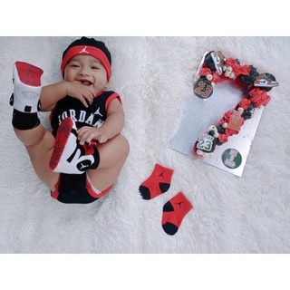 Baby Boy Basketball Jersey Romper+hat Set Newborn Baby Jersey Terno Jordan 23 Onesies Cotton Jumpsui #7