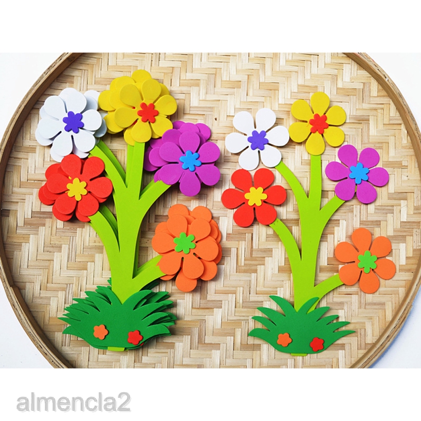 40x Lots Foam Flower Shapes Sticker for Kids DIY Scrapbook Art Craft Project 