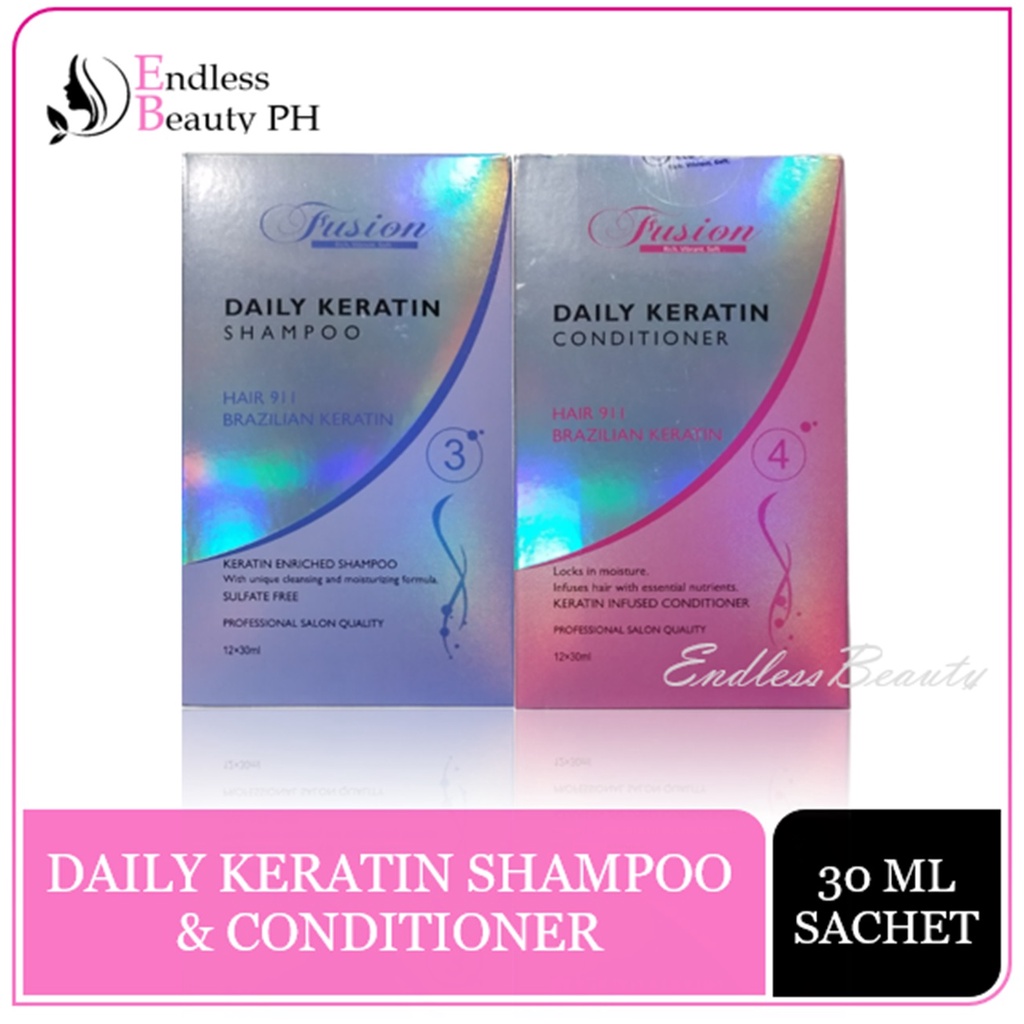 Fusion Daily Keratin Shampoo and Conditioner (SOLD PER BOX) Shopee